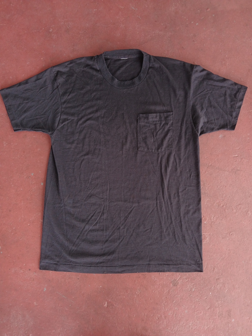 Vintage Blank Pocket T Shirt Mens Size Large Black Single Stitch USA 80s
